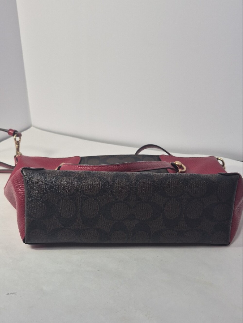 Coach Signature Satchel with Red Trim and Gold Hardware - Picture 5 of 9
